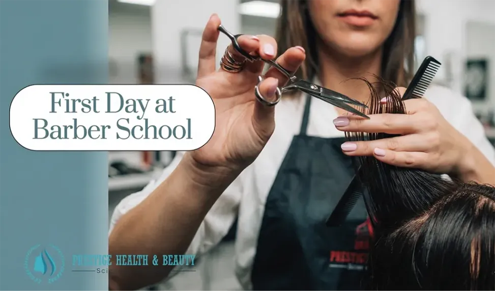 Student barber during a practical lesson